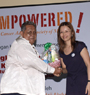 Dr. Christina thanking En. Adlan Lobe, Chairman of PPR Sri Pantai Residents’ Association.